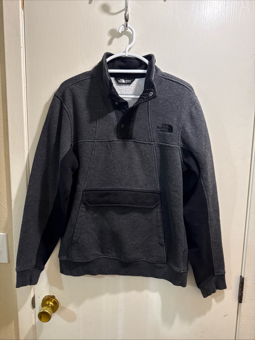The North Face Men's Dark Gray and Black Zip-Up Pullover